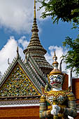 Bangkok Wat Arun - giant demons guarding the gate to the ubosot. These demons are the villains in the Ramakien drama, the Thai version of the Hindu Ramayana epic. 